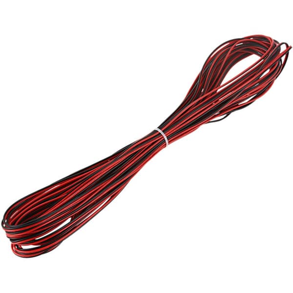 22 Gauge 15M Red Black Zip AWG Cable Power Ground Braided Copper Car