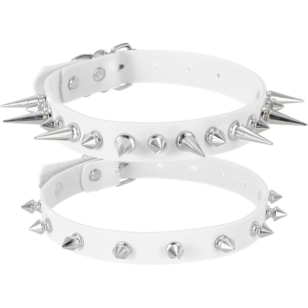 Hvide piggede chokers White