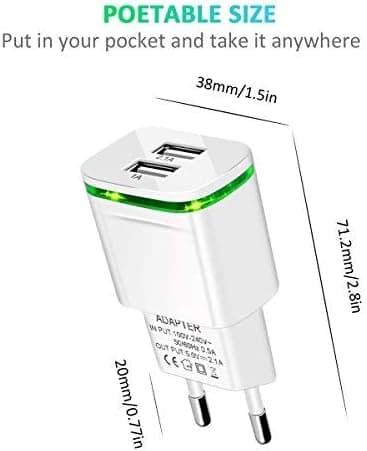 USB-väggladdare, 2-pack 2.1A 5V 2-portars universell nätadapter