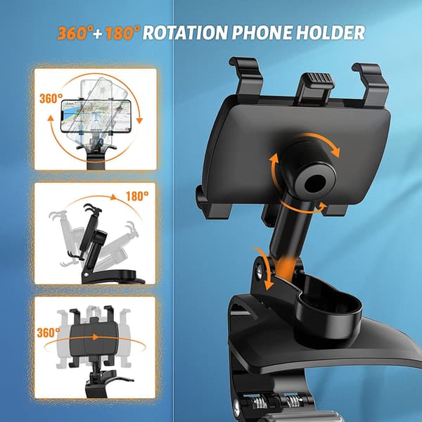 Biltelefonholder dashbord, 360° roterbar telefonholder for bil