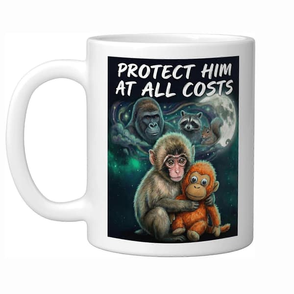 Mama Punch Monkey Ceramic Coffee Mug - Novelty Mug for Gifts & Daily Use