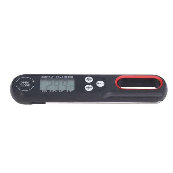 Digitalt Madtermometer Direkte Aflæsning Nøjagtigt Foldbart Mad BBQ Grill Madlavningstermometer med Batteri Sort