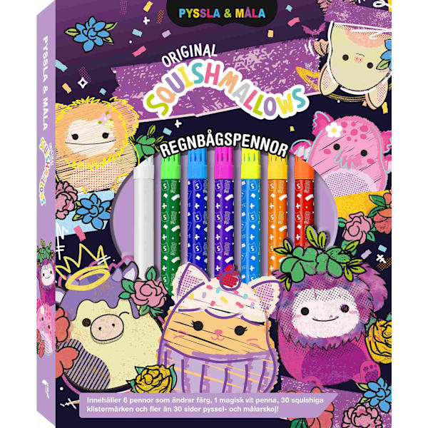 Lag og mal Squishmallows Regnbuepenner