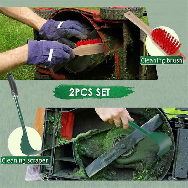 Mower Deck Scraper, Scrub Brush, Stiff Bristle Brush, Mower Maintenance Kit for Gardening