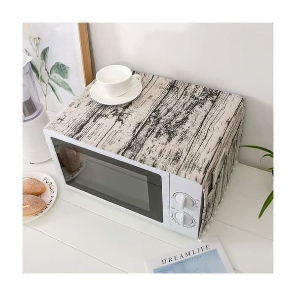 Linen Microwave Oven Cover with Wood Grain 30 cm x 90 cm