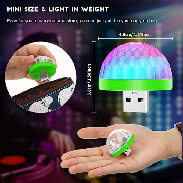 USB Disco Lampe DJ Ball Lys USB Party Strobelys LED Stemningslys 0,3W Hvit