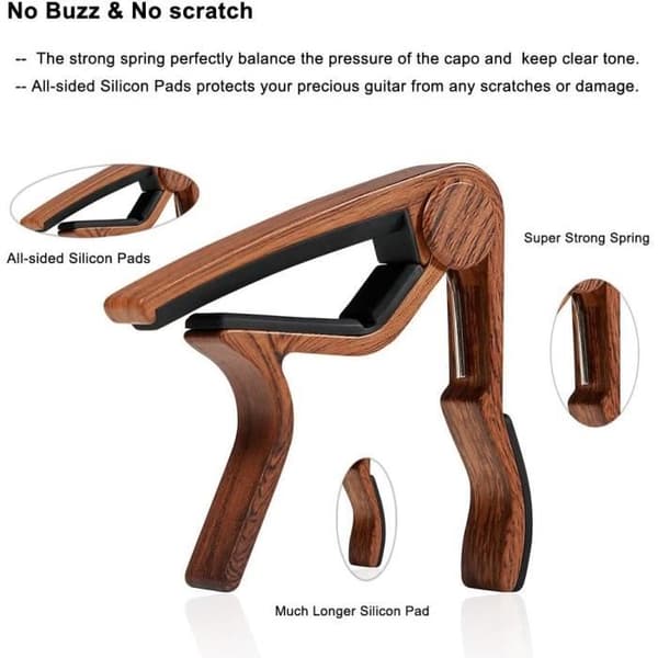 HautStore Capodastre 2-pack enhands snabbväxling aluminiumlegering Capo (träfärg) [DB]