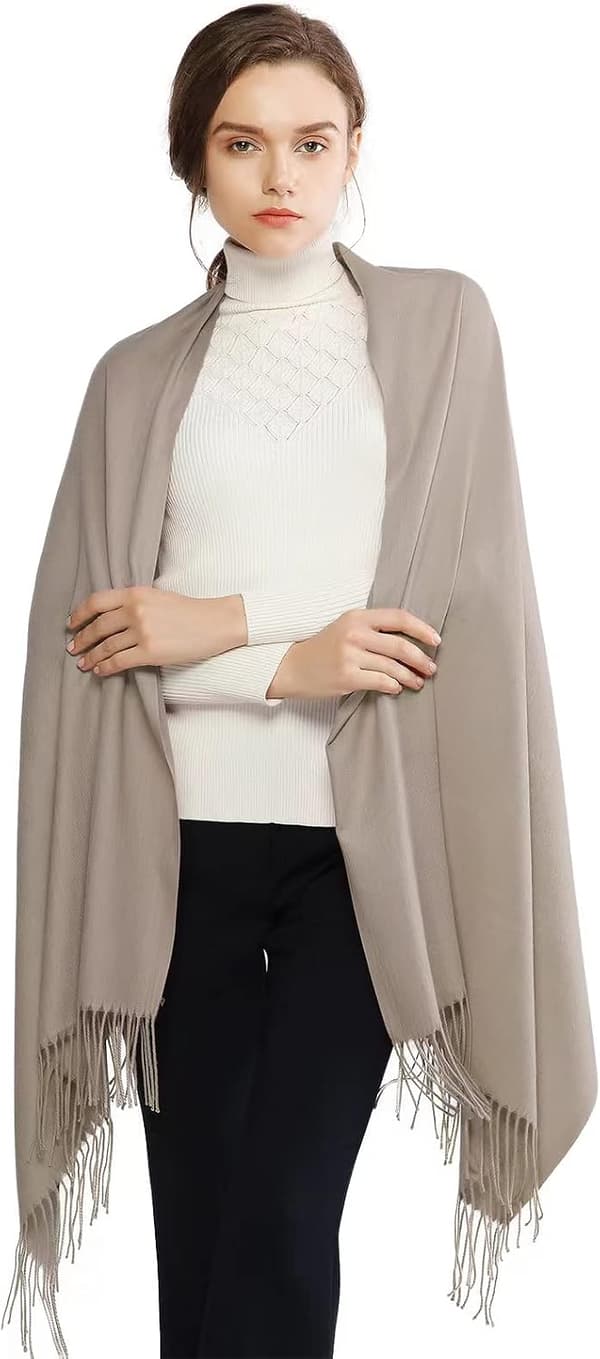 Dame Skjerf Pashmina Sjal og Wraps for Bryllup Skjerf for Kvinner Vinter Lys Khaki Light Khaki