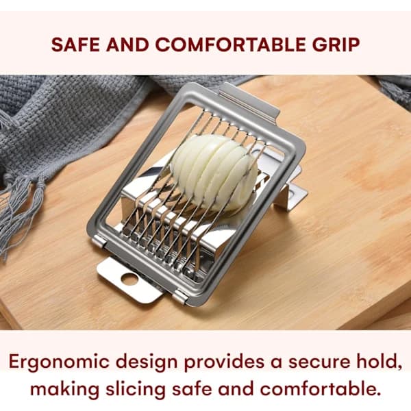 Stainless Steel Egg Slicer for Hard-Boiled Eggs, Strawberries, and Soft Fruits, Dishwasher Safe, Square square