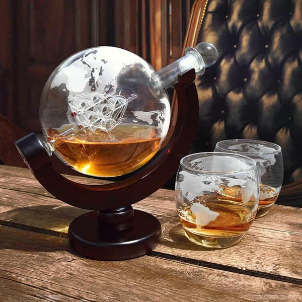 Verdenskort Karaffel 85cl med Glasfuldrigger - Del Eventyr Transparent transparent