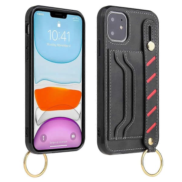 iPhone 11 -puhelimen rannekotelo lompakolla, nahkainen puhelinkotelo