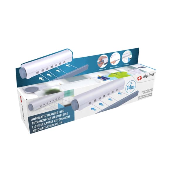 Retractable Clothesline with 4 Lines Automatic Rewind Space-Saving Drying Rack for Bathroom Balcony Apartment 14M