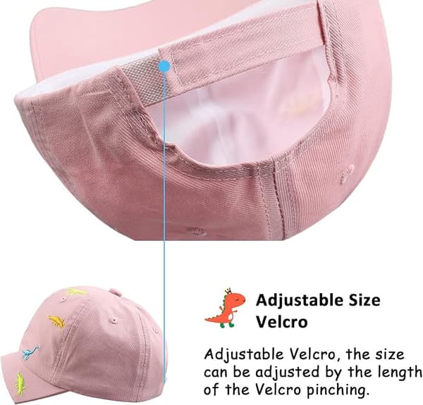 Baseballcaps for små jenter med brodert dinosaur, solhatt for vår/sommer, baseballcaps for små gutter for 6 måneder-6 år