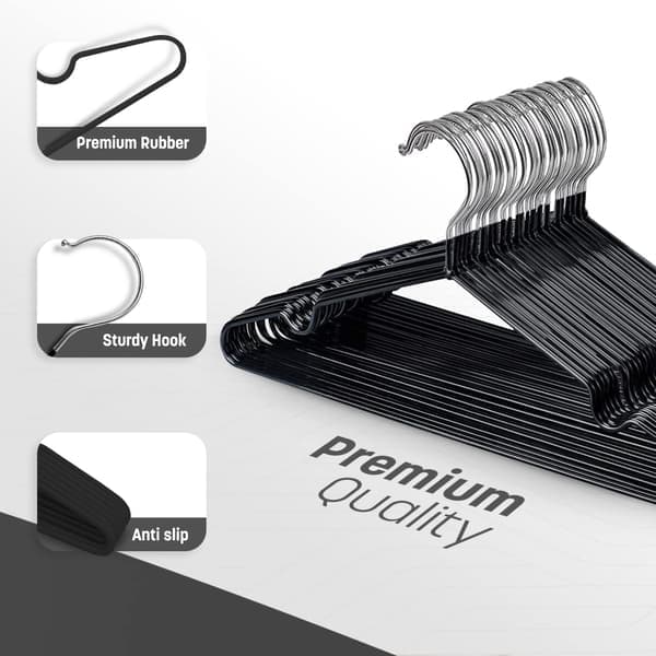Premium Rubberized Metal Hangers (Black) - 20-Pack, Space-Saving, Organization, Storage, Heavy-Duty Hangers for Wardrobe, Walk-in Closet