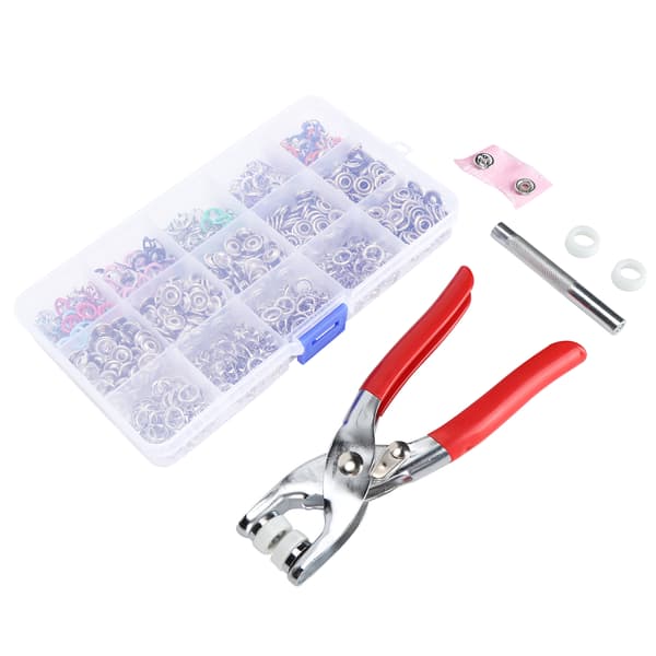 200 Set Hollow Snap Fasteners Metal Snap Button Leather Prong Button Kit with Hand Press Pliers