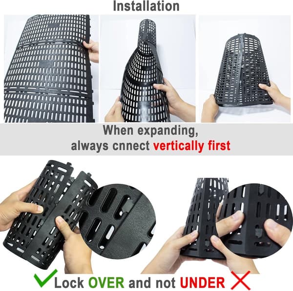 3 Tree Trunk Protectors - Black - Mesh Plant Enclosures for Seedlings - Weatherproof, Durable Bark Protection