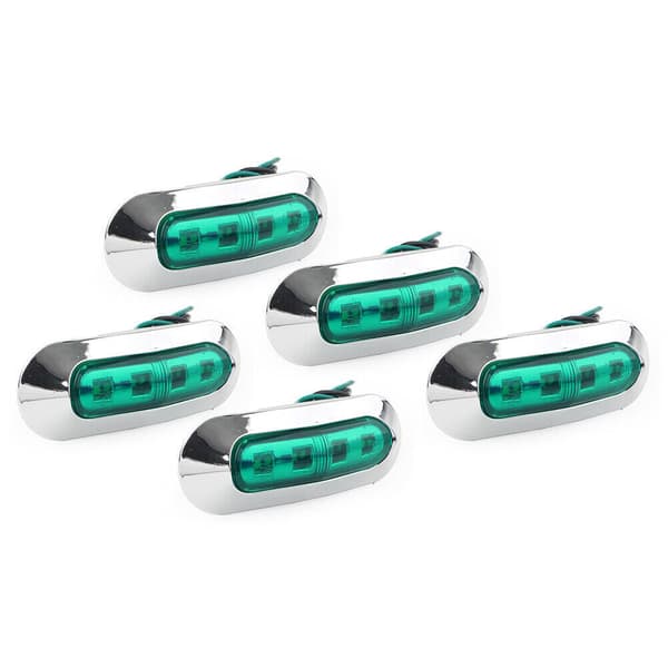 5x Grønne 4 LED sidemarkeringslys for bil lastebil tilhenger pickup 12V 24V