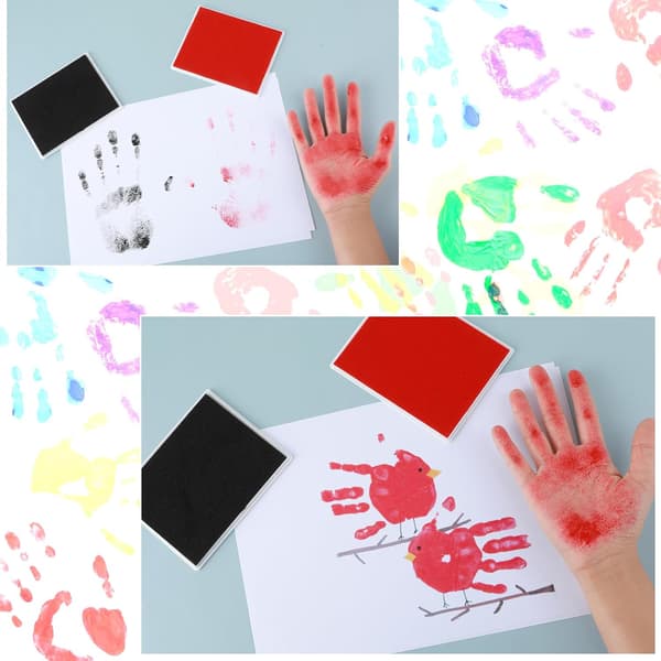 New quick-drying ink pad - rectangular fabric quick-drying ink pad with lid for easy storage (red)
