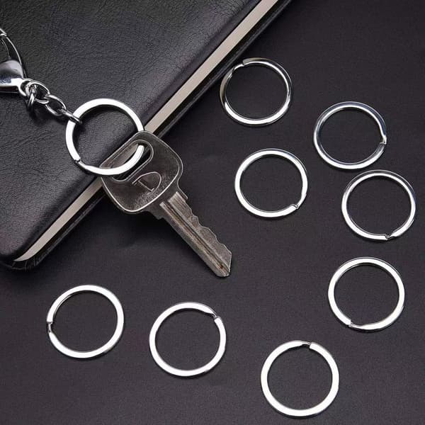 10 st 1,6x25 mm platta ringar för nyckelringar, runda delade ringar