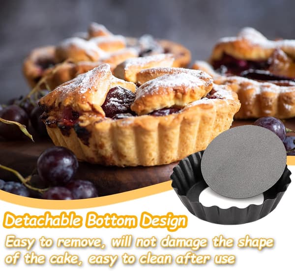 8-hulls Mini Tartform 10 cm med løs bunn for Quiche & Desserter
