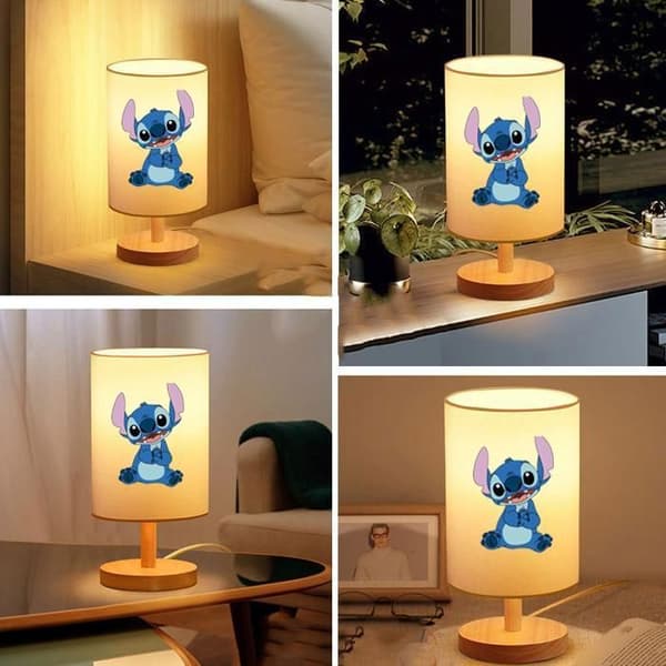 Bedside Lamp, 3-Way Dimmable, Linen Fabric Lampshade, Wooden Base, Small Table Lamp (Bulb Included)