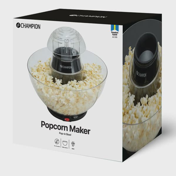 Hot Air Popcorn Machine with Removable Bowl, 900W, Black 1200