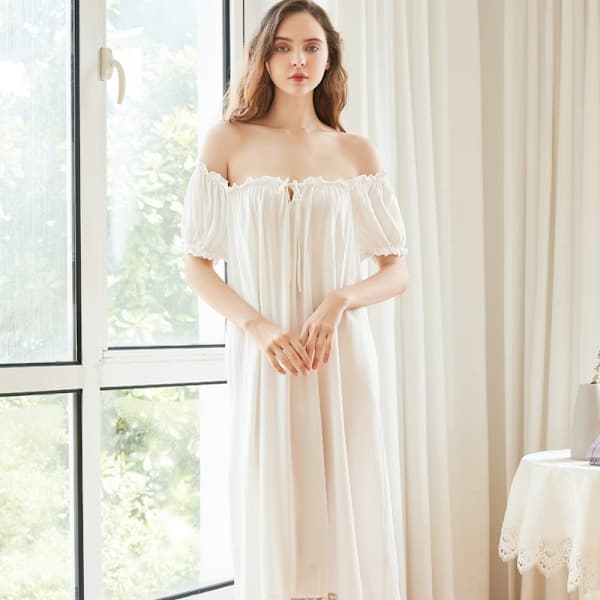 1-pack Short Sleeve Long Nightgown Plus Size Loose Cotton
