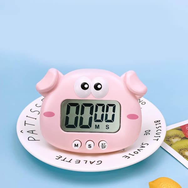 Digital kjøkkentimer LCD-skjerm magnetisk nedtellingstimer, kjøkkentimer for matlaging nedtellingstimer barnetimer Rosa Pink