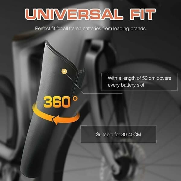 E-bike Battery Protector, Waterproof Cover for Integrated Frame Battery 30-40cm, Compatible with E-bikes, Extends Battery Life