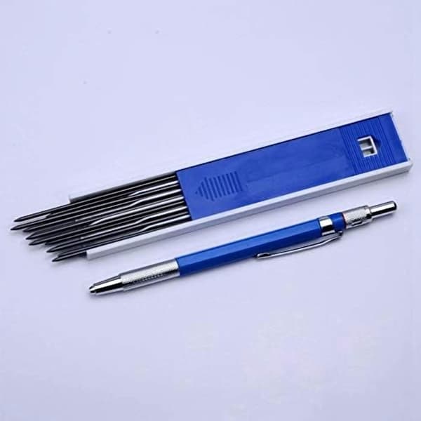 2,0 mm stiftblyant til tegning, tømrerarbejde, skitsering og håndværk med 12 stk. genopfyldning - sort