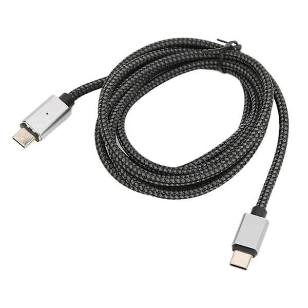 USB C magnetisk ladekabel - 1,5 m, PD 100W hurtiglading, 480 Mbps, rett kabel med LED-lys