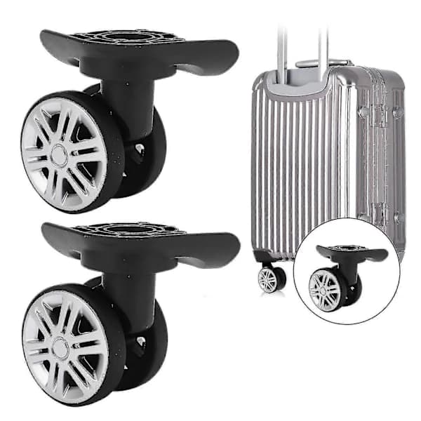 1 Pair Luggage Swivel Wheels Suitcase Swivel Wheels Replacement Silent Double Row Wheels