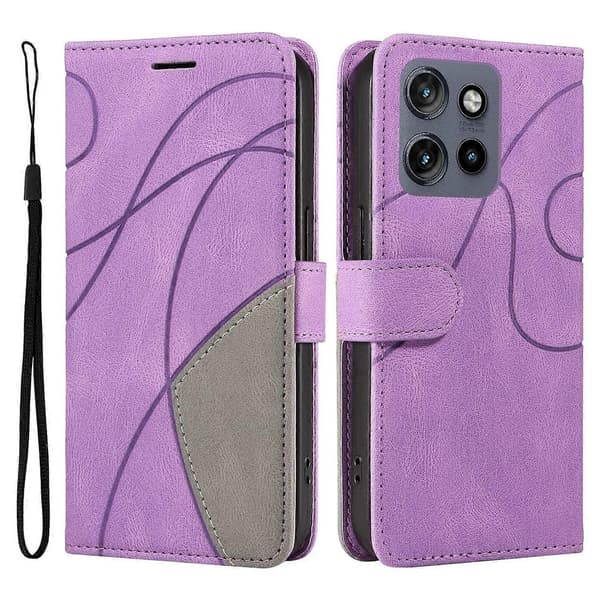 KT Läder Serie-1 För Motorola Edge 50 Neo 5G Läderfodral Färgsplicing Telefonfodral Plånbok Stativ Multicolor Style E Style E Multicolor