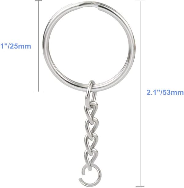 52 Pcs Split Key Rings with Chain Silver Keychains 25mm Open Jump Rings and Connectors for Craft Jewelry Making-FX-
