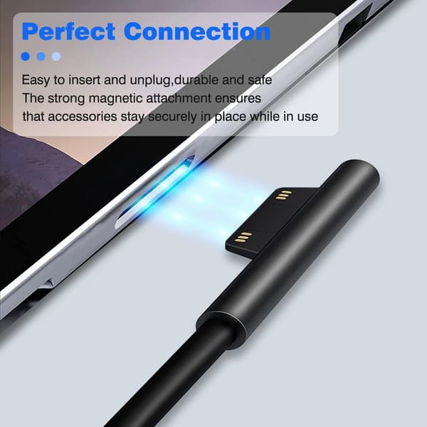 Surface Pro bærbar lader, 65W Microsoft Surface Pro lader for Surface Pro 9/8/X/7/6/5/4/3