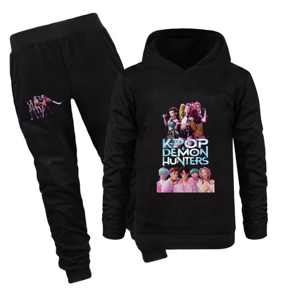 Barnehettegensere | K-Pop Demon Hunter Anime Stil Mørk Design Svart 140 cm[JUN]