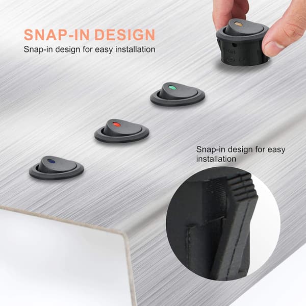 8 pcs Rocker Switch, 2-Position On-Off with 3-Pin DPST LED Switch