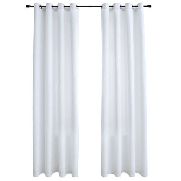 vidaXL Mørkleggingsgardiner med metallringer 2 stk Grå-hvit 140x225 cm Hvit
