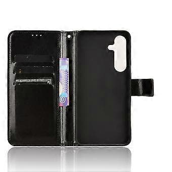 Compatible Case for Samsung Galaxy S25+ Crazy Horse Texture PU Leather Wallet Case (Black)