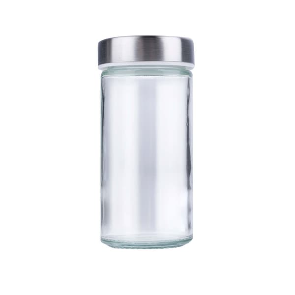 Roterende krydderihylde med 12 glas i rustfrit stål og glas