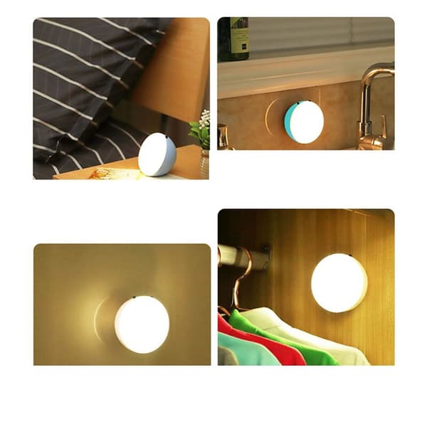 Motion Sensor 360° Rotation LED Wireless Bedroom Lamp Energy Saving Body Induction Lamp USB Rechargeable Blue