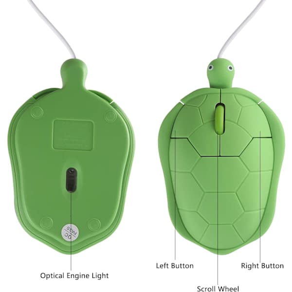 Wired Mouse, Cute Animal-Shaped Dolphin USB Wired Mouse Optical Mouse for Desktop PC Laptop, 3 Buttons Green green