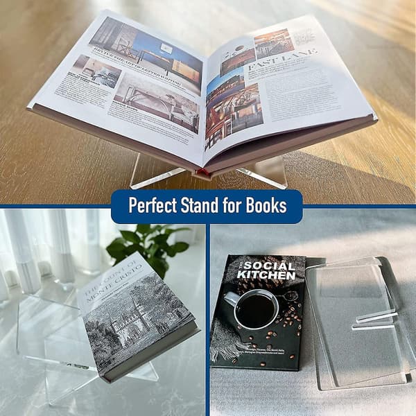 Acrylic Clear Book Stand, Open Large Book Display Stand Transparent, Sturdy Book Stand for Art