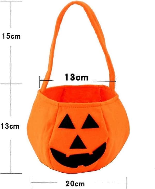 Halloween Græskartaske, 2-pak Græskar Slikkurv, Bærbar Græskarholder til Børns Halloweenfester