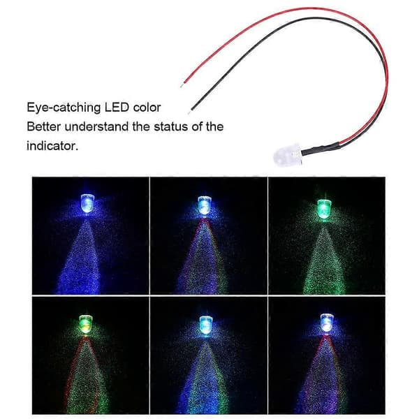 50 st 12V LED Pre-wired Diodes 10 mm Round Head Light Bead Colorful Slow Flashing