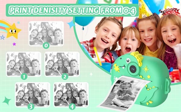 Digitalkamera Børn Print Kamera 2.4 Tommer HD Skærm Dobbelt Kamera Grøn