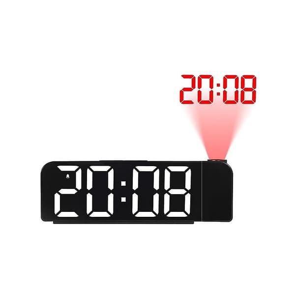 180° rotasjons projeksjonsklokke 12/24t LED digital klokke USB-lading tak