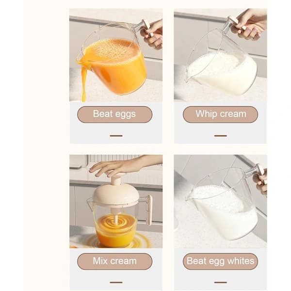 Bærbar mixerbeholder med håndtryk, transparent til smør, fløde, smoothies, dej, køkkenredskab