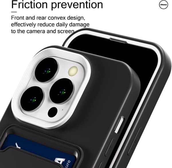 Mjukt TPU-telefonfodral kompatibelt med Apple iPhone 16 Pro, baksida med kortfack [JUN]
