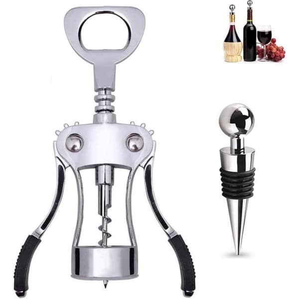 Vingeproptrækker med vingeskrue og flaskeprop Single + Flaskeprop Single + Bottle Stopper